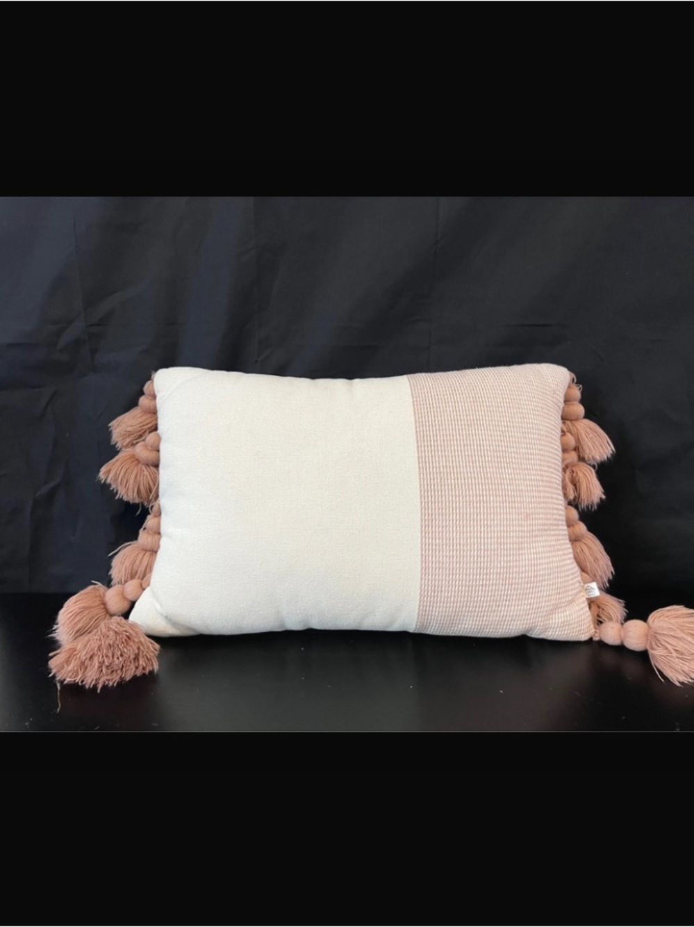 Hearth & Hand Cream and Dusty Rose Tassel Lumbar Pillow